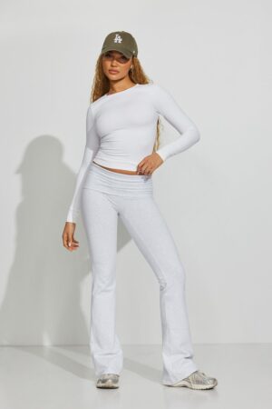 Soft Cotton Fold Over Flare Pants
